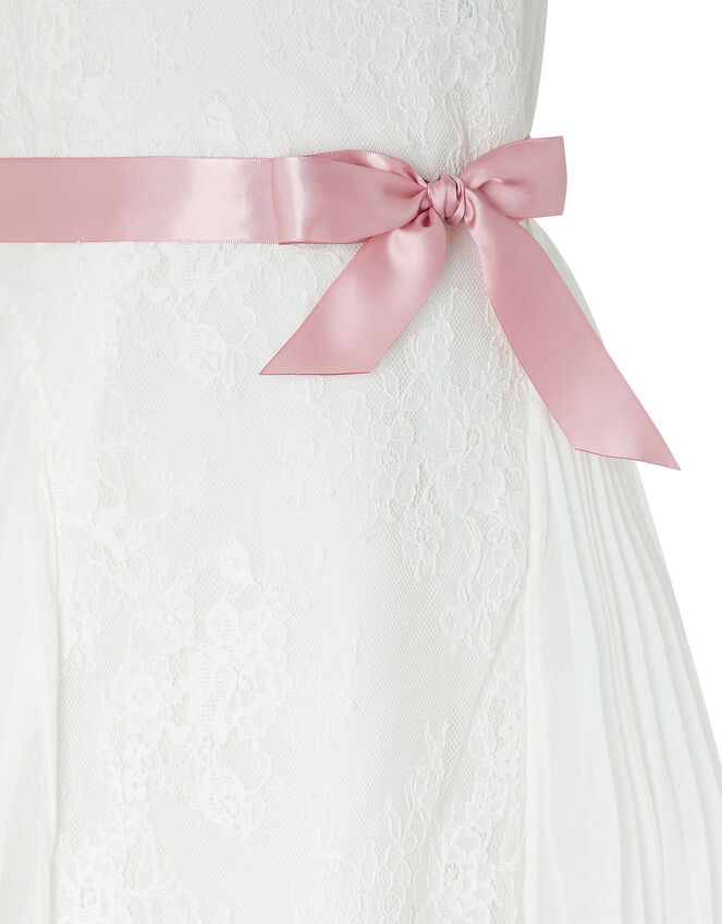 Khloe Lace and Pleated Chiffon Dress, Ivory (IVORY), large