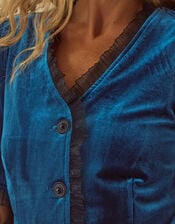 Vanessa V-Neck Velvet Top, Teal (TEAL), large