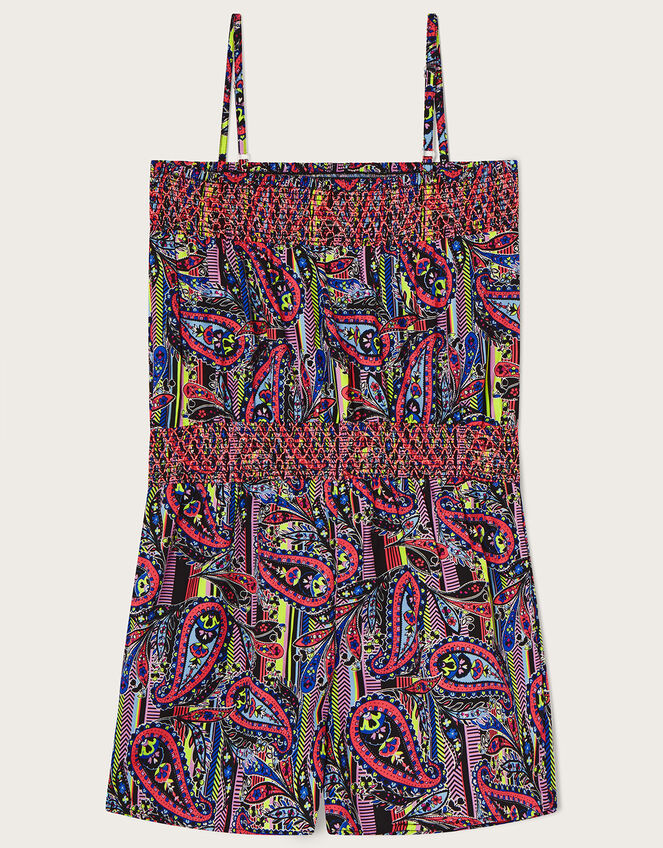 Paisley Shirred Playsuit in Recycled Polyester, Multi (MULTI), large