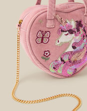 Sequin Unicorn Velvet Heart Bag, , large