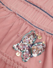 Sequin Butterfly Jersey Mesh Dress, Pink (PINK), large
