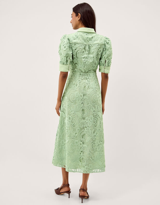 Bridget Puff Sleeve Lace Midi Dress, Green (MINT), large