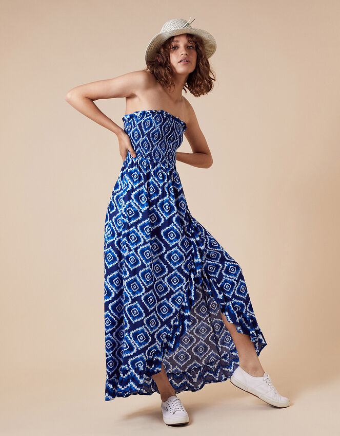 Tie-Dye Print Dress in LENZING™ ECOVERO™, Blue (BLUE), large