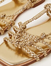 Haf Metallic Braided Sandals, Gold (GOLD), large