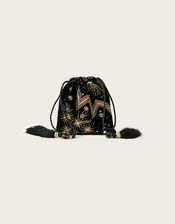 Velvet Embellished Star Pouch Bag, , large