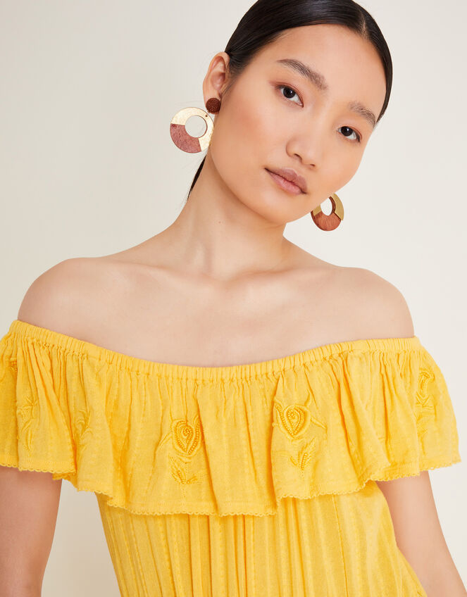 Avani Bardot Ruffle Dress, Yellow (YELLOW), large