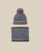 Dino Bobble Hat & Snood Set, Grey (GREY), large