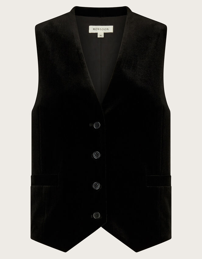 Willow Velvet Waistcoat, Black (BLACK), large