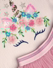 Embellished Unicorn Top and Skirt Set, Pink (PINK), large