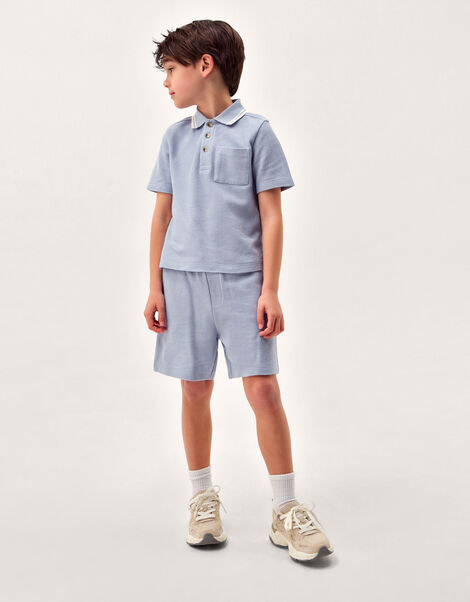 Jersey Polo Shirt & Shorts Set, Blue (BLUE), large