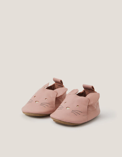 Baby Cat Leather Booties, Pink (PINK), large