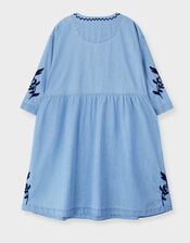 East Andie Embroidered Denim Mini Dress, Blue (BLUE), large