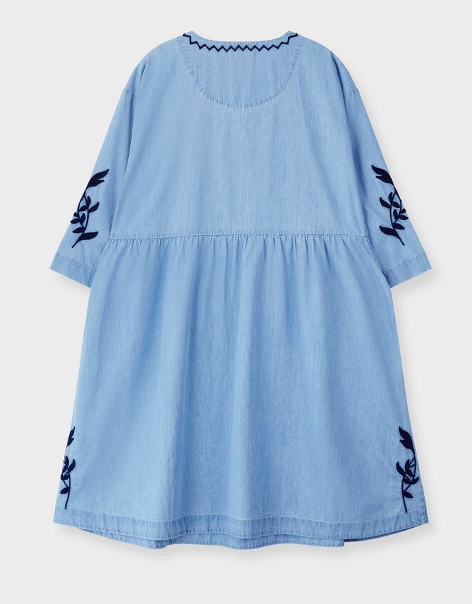 East Andie Embroidered Denim Mini Dress, Blue (BLUE), large