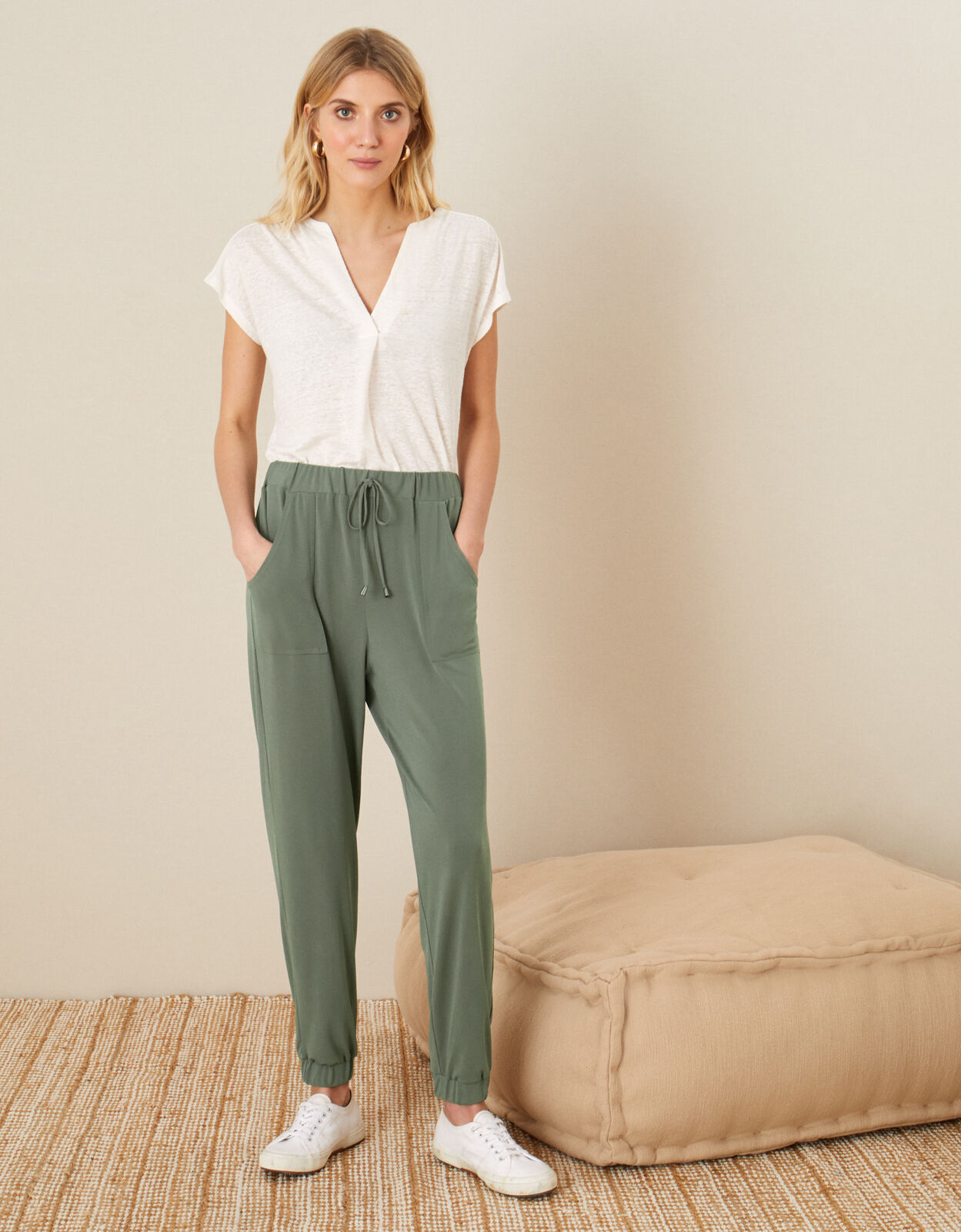 Khaki jersey trousers clearance