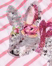 Sequin Bunny Stripe T-Shirt, Ivory (IVORY), large