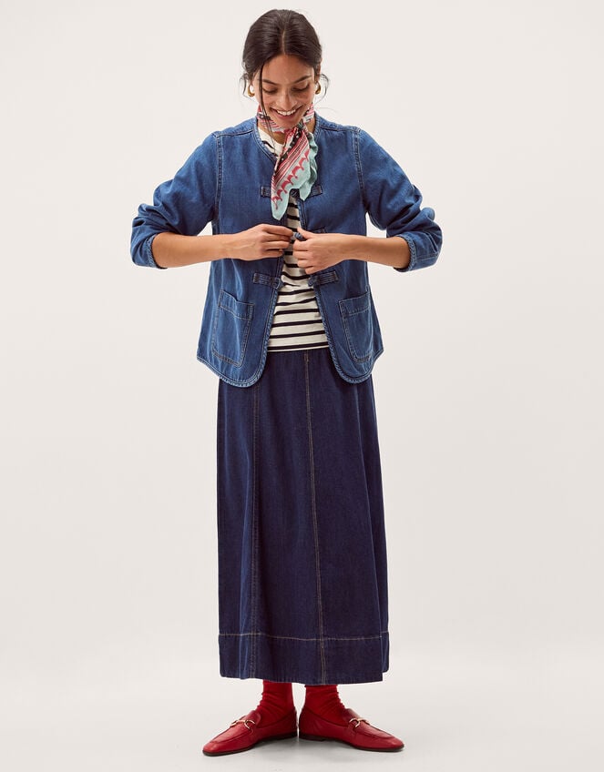 Lauren Knot Denim Jacket, Blue (MID AUTHENTIC BLUE), large