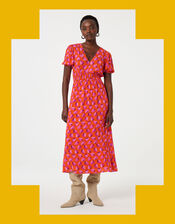 Fabienne Chapot Bonna Strawberry Print Midi Dress, Orange (ORANGE), large