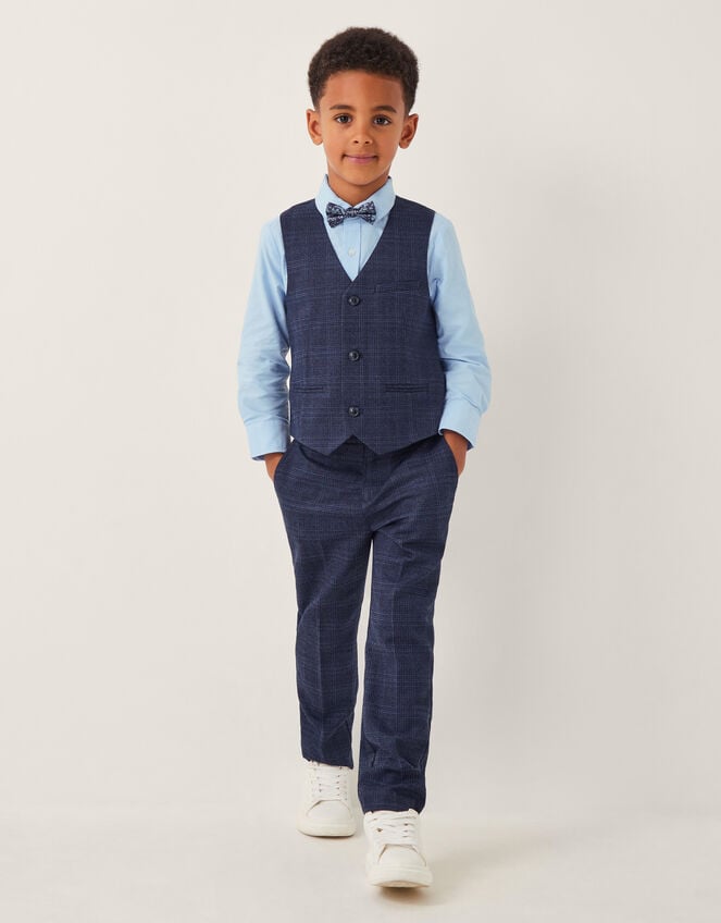 Four-Piece Oliver Check Suit, Blue (NAVY), large