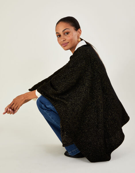 Metallic Poncho, Black (BLACK), large