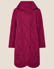 Terry Diamond Padded Coat, Red (BERRY), large