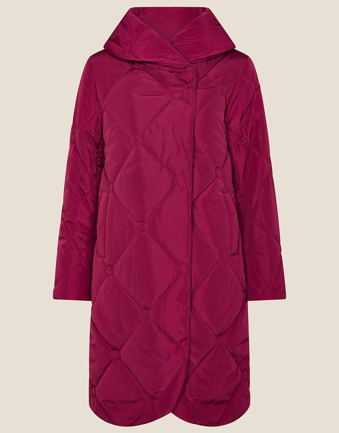 Terry Diamond Padded Coat, Red (BERRY), large