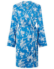Lounge Floral Print Dressing Gown, Blue (BLUE), large