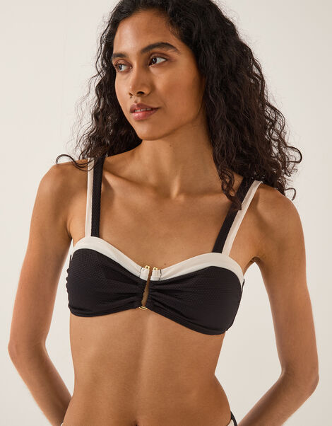 Sabrina Two Tone Bikini Top, Black (BLACK), large