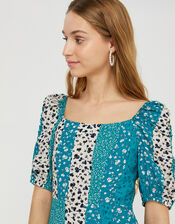 Floral Patchwork Midi Dress in LENZING™ ECOVERO™, Green (GREEN), large