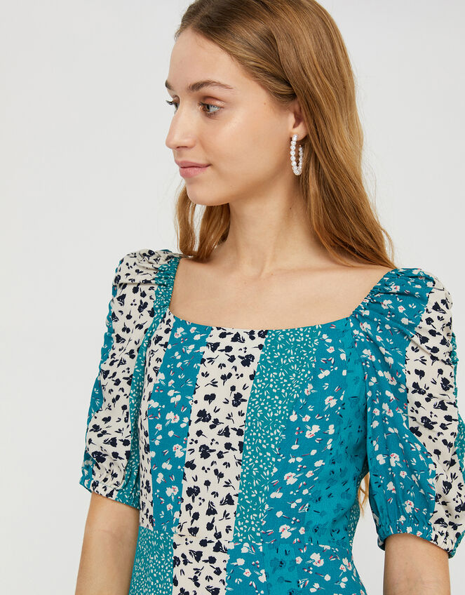 Floral Patchwork Midi Dress in LENZING™ ECOVERO™, Green (GREEN), large