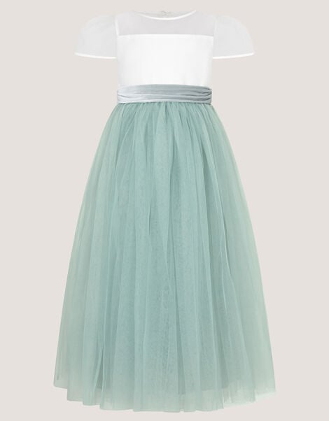 Velvet Bow Bridesmaid Dress, Green (SAGE), large
