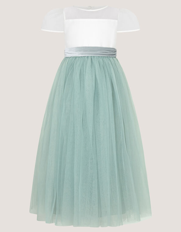 Velvet Bow Bridesmaid Dress, Green (SAGE), large