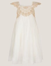 Estella Lace Bodice Dress, Gold (GOLD), large