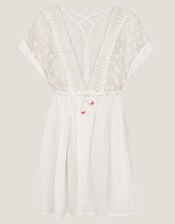 Crochet Kaftan Dress, White (WHITE), large