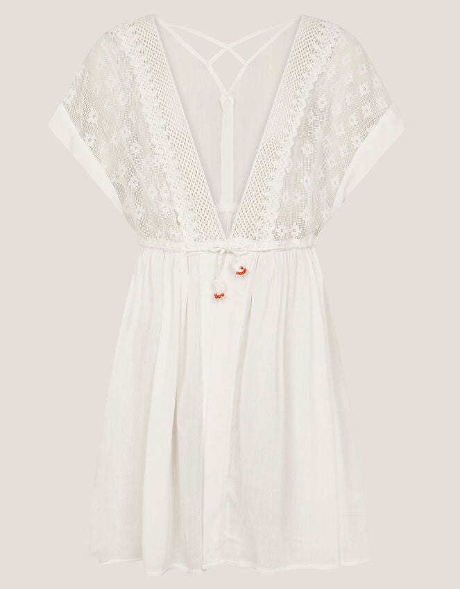 Crochet Kaftan Dress, White (WHITE), large