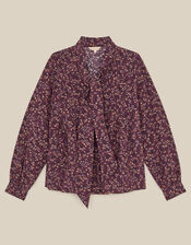 East Ellis Floral Pintuck Blouse, Red (BURGUNDY), large