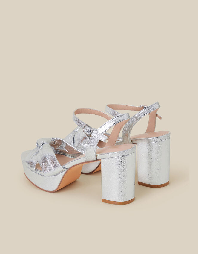 Twist Knot Platform Heels, Silver (SILVER), large