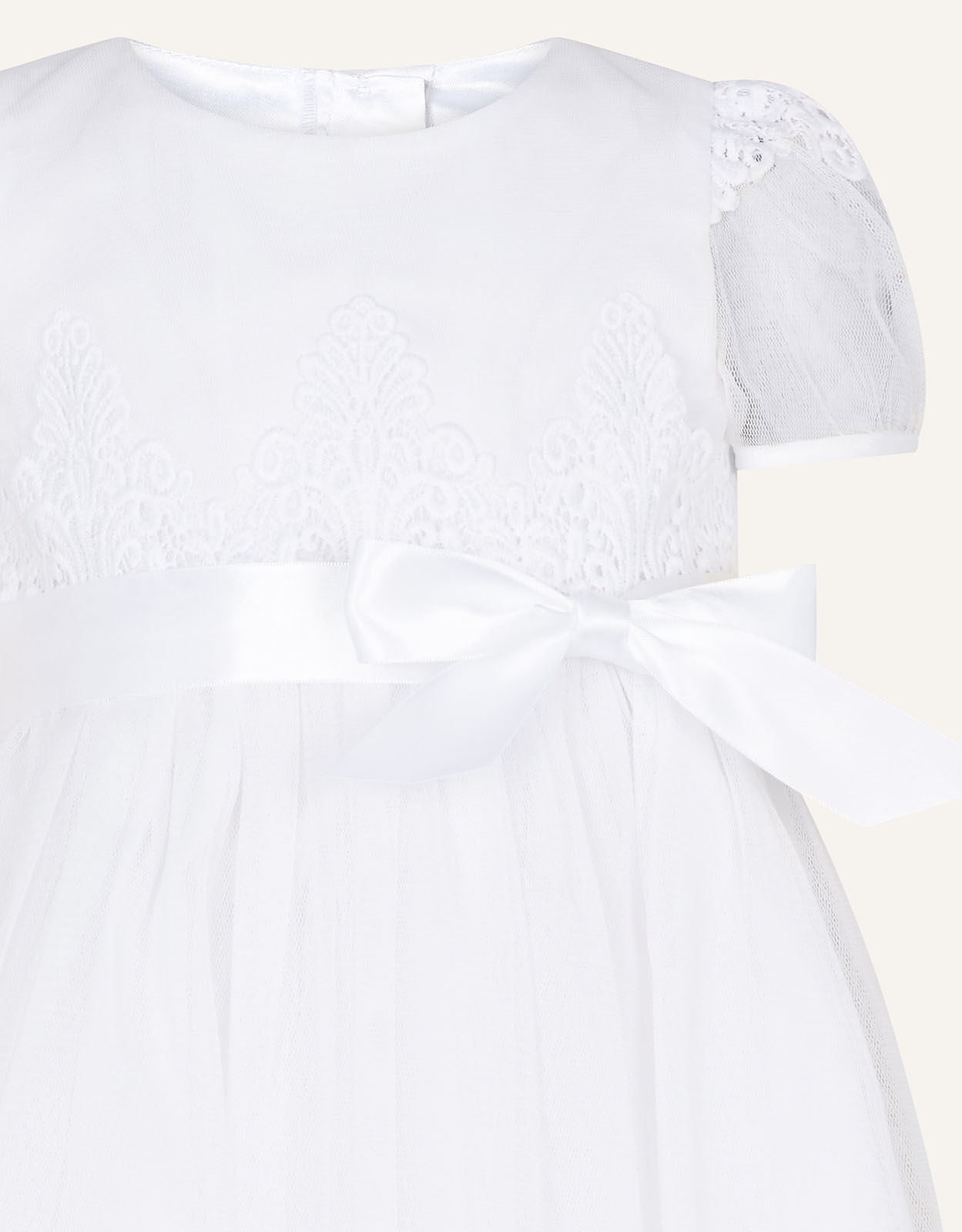 Nordic Lace Christening Dress White Baby Girl Dresses Monsoon ROI