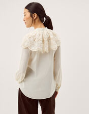 Cora Lace Collar Blouse, Ivory (IVORY), large