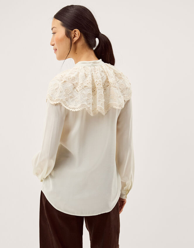 Cora Lace Collar Blouse, Ivory (IVORY), large