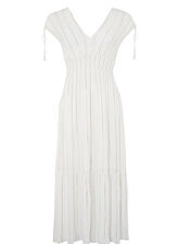 Metallic Stripe Maxi Dress with Sustainable Viscose, Ivory (IVORY), large