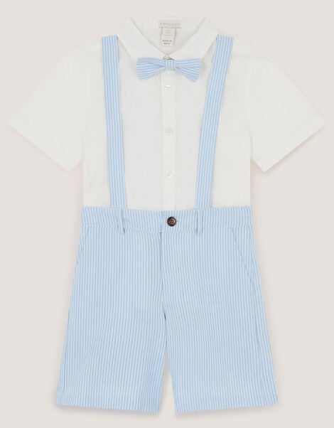 Theo 3-Piece Stripe Short Suit with Braces, Blue (BLUE), large