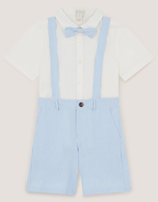 Theo 3-Piece Stripe Short Suit with Braces, Blue (BLUE), large