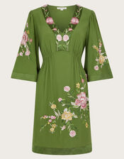 Alice Embroidered Short Dress, Green (GREEN), large