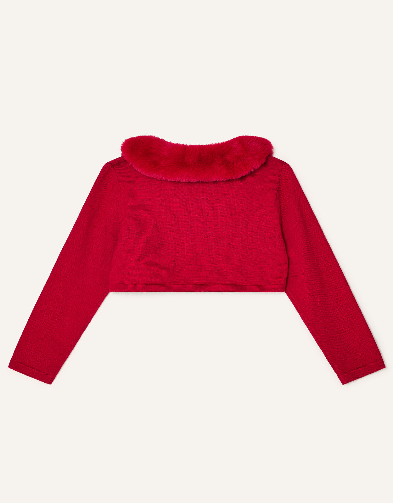 Baby Super Soft Faux Fur Collar Cardigan Red