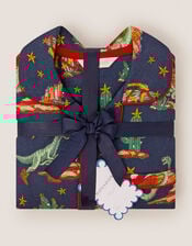 Christmas Dinosaur Print Long Pyjamas Set, Blue (NAVY), large