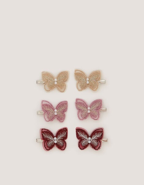6-Pack Embroidered Butterfly Hair Clips, , large