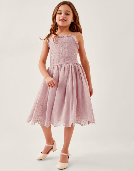 Clementine Strappy Broderie Dress, Pink (PINK), large