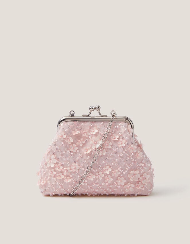 Taylor Beaded Clip Frame Bag, Pink (PALE PINK), large