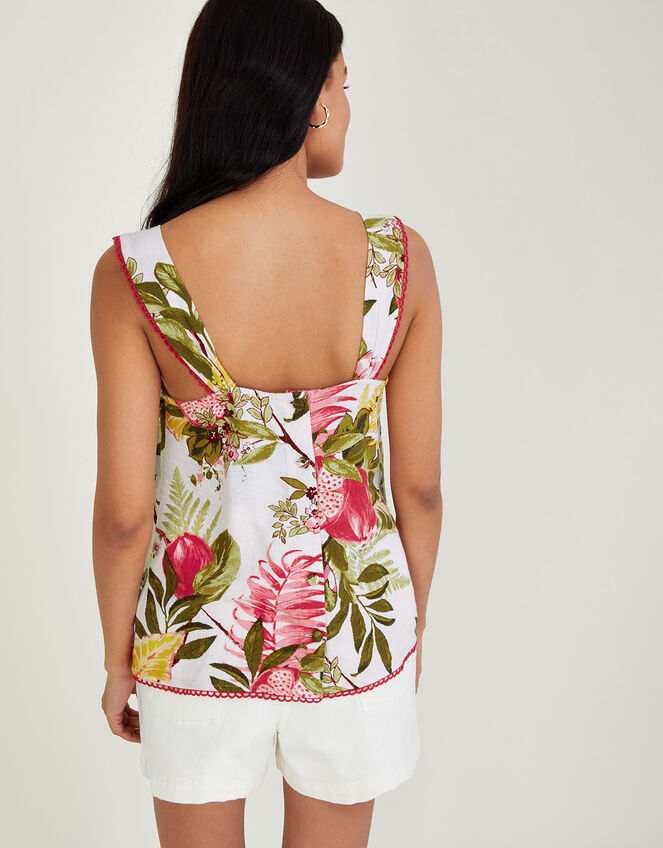 Elaina Pomegranate Cami Top in Linen Blend, Ivory (IVORY), large