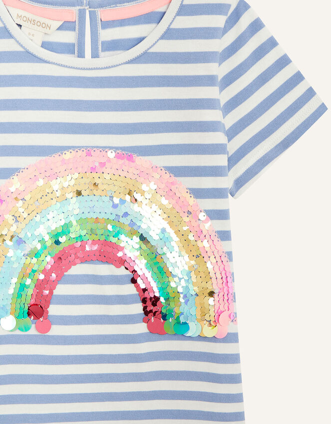 Sequin Rainbow Stripe T-Shirt, Blue (BLUE), large